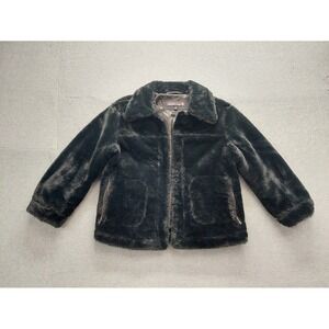 Urban Republic Collection Women Faux Fur Jacket M Black Full Zip Cozy Outdoor